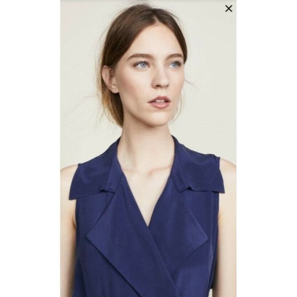 L'AGENCE Silk Wrap Navy Maxi Dress Jacket Belted Women XS/TP - Picture 4 of 10